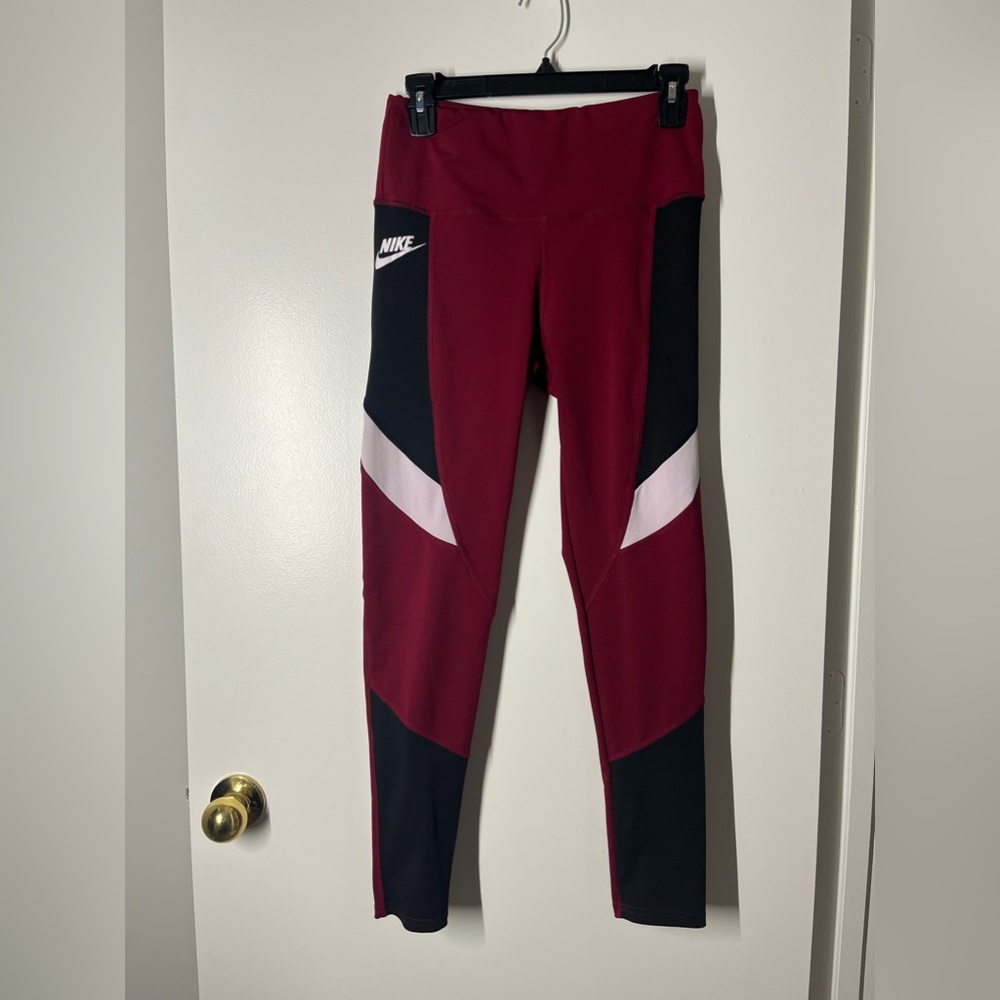 Moving Sale! Nike Burgundy/Black/White Stretch Leggings